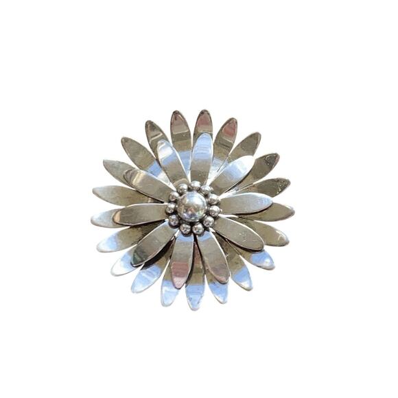 TSR Thomas Skat Rordan Germany Sterling Silver Flower Brooch Vintage - Picture 3 of 6